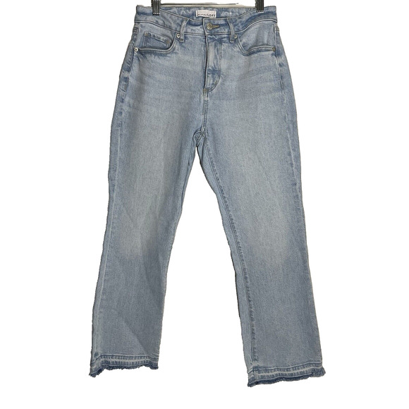 Loft Blue Light Wash Mid Rise Ripped Straight Leg Jeans Regular Size 2 - Picture 1 of 6